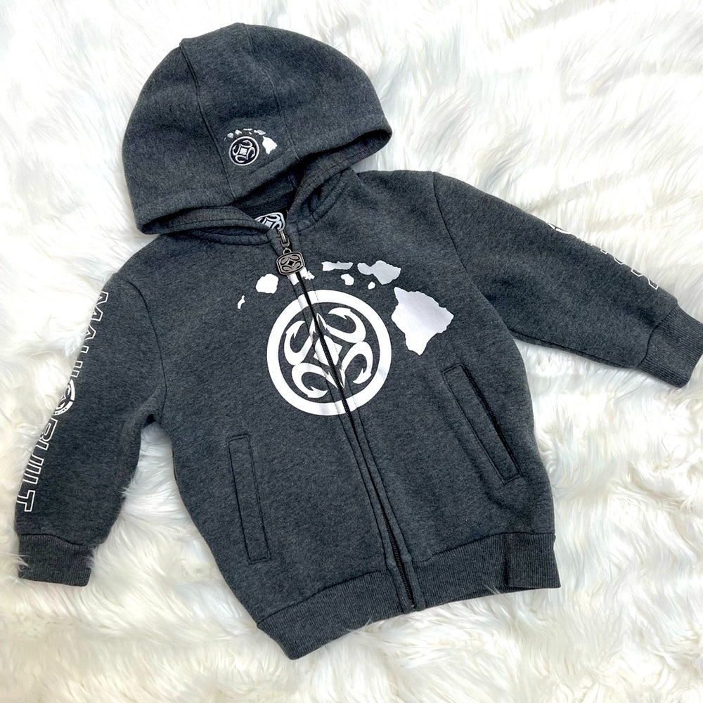 Maui Built Kids Grey Full Zip hoodie-Medium (2-3 years)